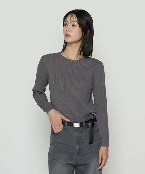 「COMME CA」 長袖ニット 9号 ブルー レディース_画像3