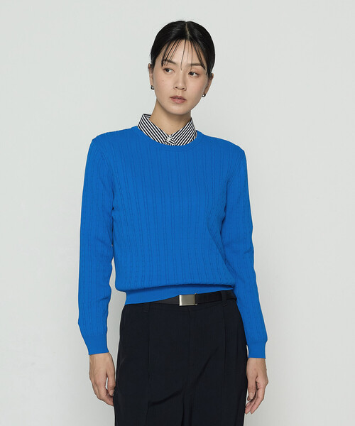 「COMME CA」 長袖ニット 9号 ブルー レディース_画像7