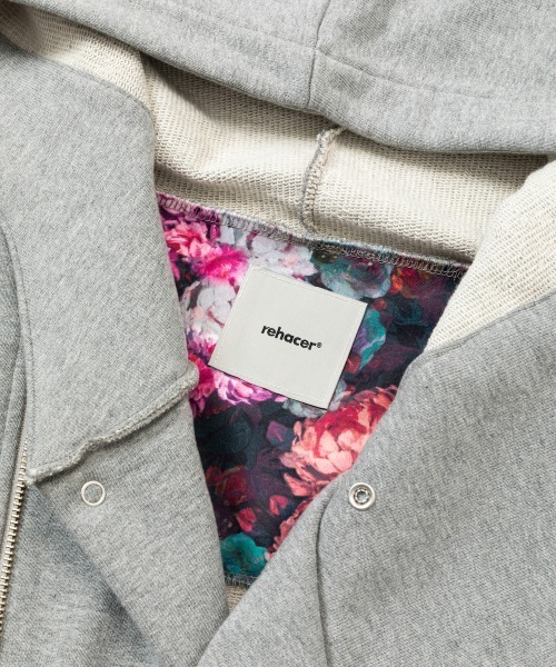 「rehacer」 ジップアップパーカー MEDIUM ブルーグリーン メンズ_画像4