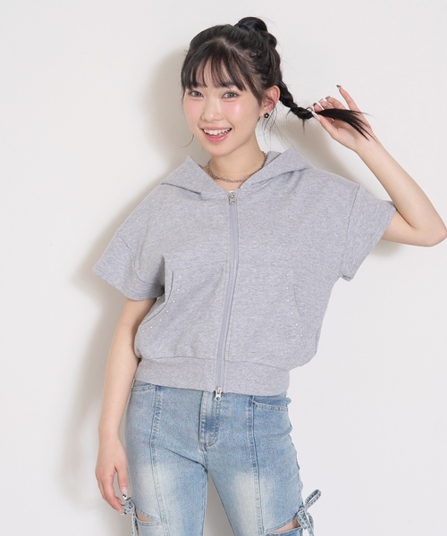 LOVETOXIC tシャツ 「LTXC/綿100/セット可」半袖ジップパーカー キッズ