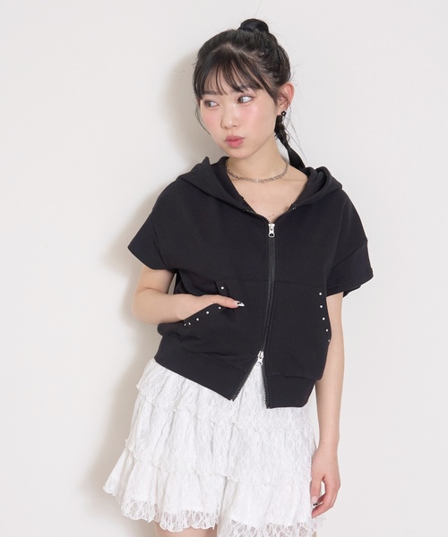 LOVETOXIC tシャツ 「LTXC/綿100/セット可」半袖ジップパーカー キッズ