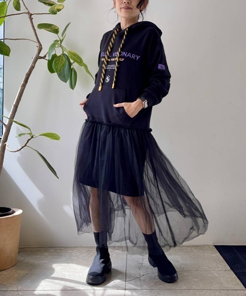 「DOUBLE STANDARD CLOTHING」 ドッキングワンピース 36 ブラック レディース