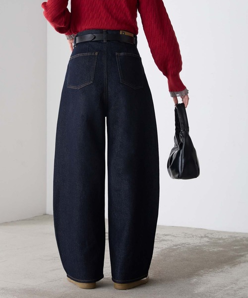 ワイドパンツ ジーンズ デニム デニムパンツ 「デニムJKとセットアップ対応」ハイウエストバレルデニムパンツ レディース | BONLECILL | 14