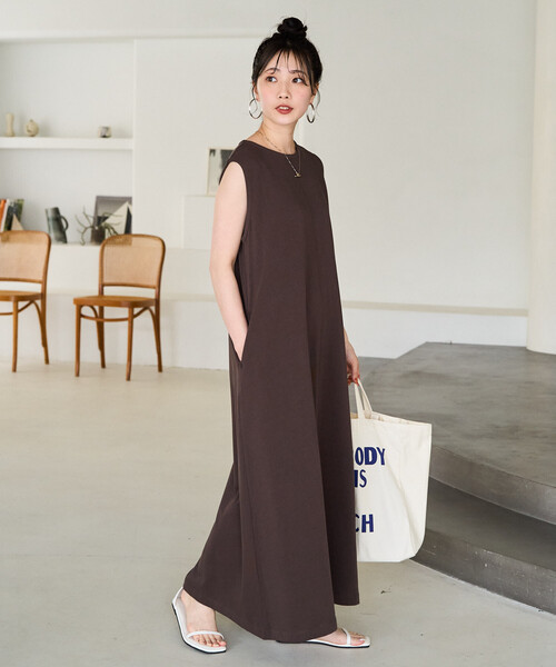 「FREAK'S STORE」 ノースリーブワンピース MEDIUM グレー レディース_画像4