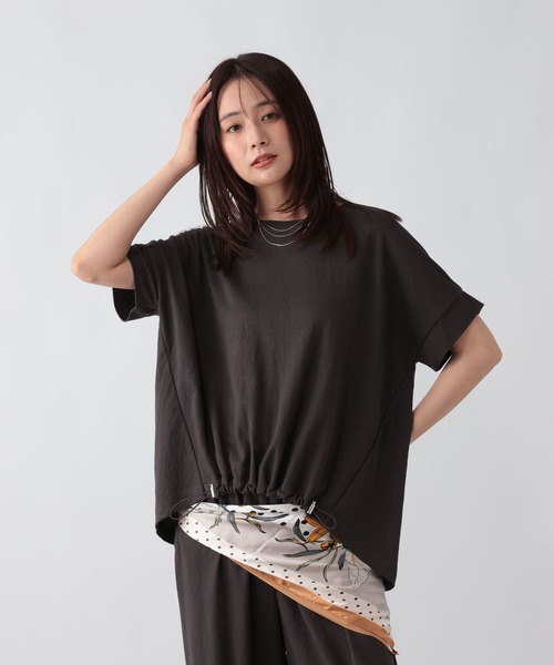 GLOBAL WORK（グローバルワーク） tシャツ 半袖 リネンライク裾