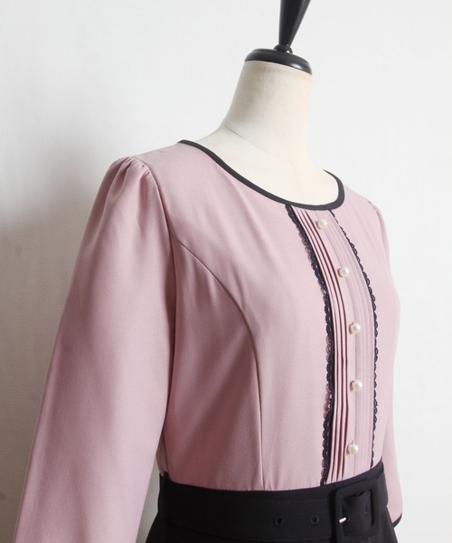 「tocco closet」 7分袖ワンピース M ピンク レディース_画像6