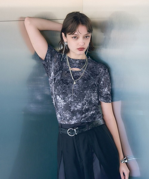 新品タグ付き HARE フラワーフロッキーカット ネイビー系 HARE（ハレ） tシャツ 半袖 フラワーフロッキーカット(HARE