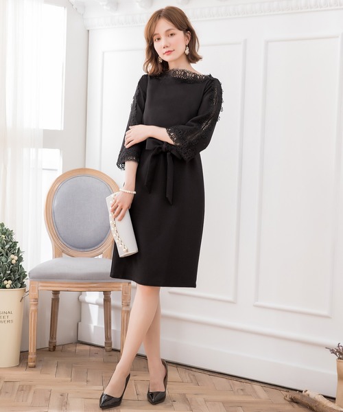 DRESS STAR（ドレススター） ドレス 結婚式ワンピースレース7分袖