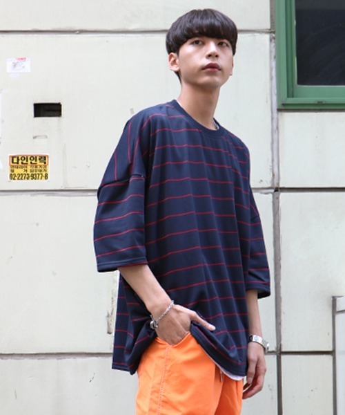 Tシャツ Tシャツ No Need スーパービッグシルエットボーダーハーフスリーブtシャツ 韓国ストリートファッション Zozotown 通販 Paypayモール