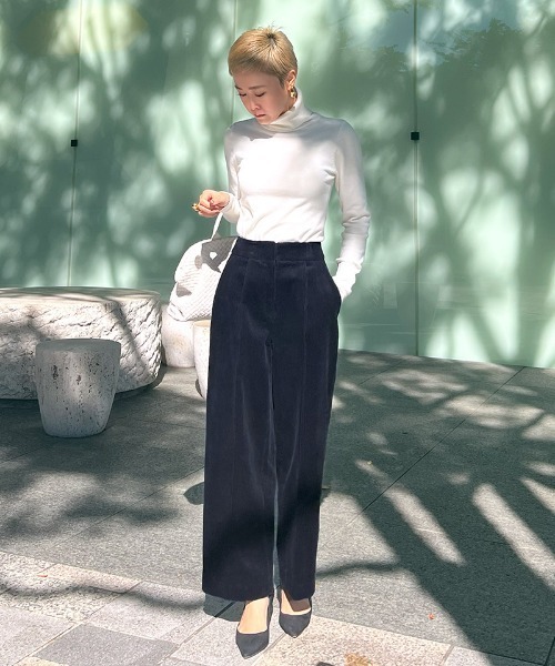 美品45Rコーデュロイ ワイドパンツ パンツ 美脚コーデュロイワイドパンツ レディース : ZOZOTOWN Yahoo!店