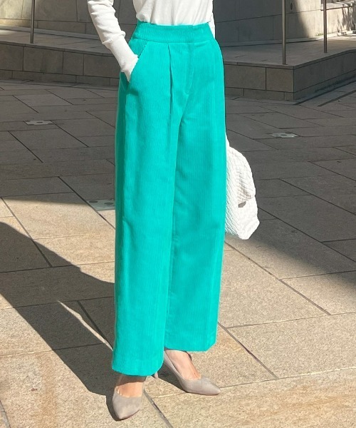 パンツ 美脚コーデュロイワイドパンツ レディース : ZOZOTOWN Yahoo!店