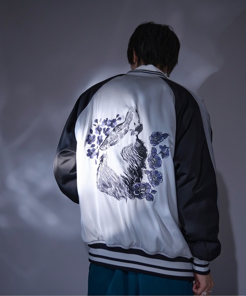 Ellno Loset（エルノロゼット） スカジャン ウルフ刺繍スカジャン