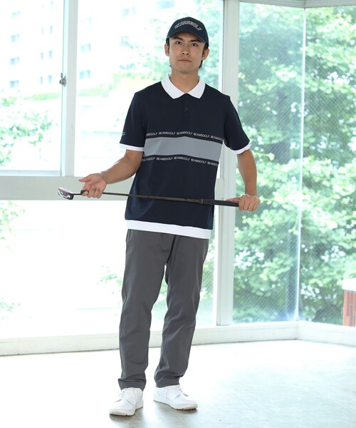 美品　BEAMS GOLF ボーダー切り替え　メンズ　ポロシャツXL BEAMS GOLF（ビームス ゴルフ）ORANGE LABEL / ボーダー