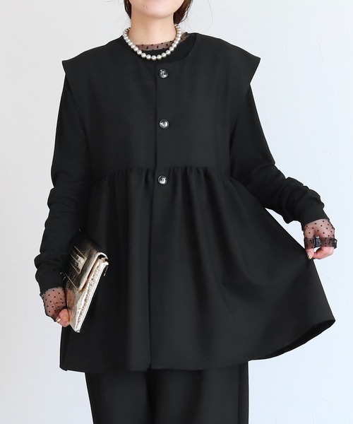 reca（レカ） スーツ ベスト ペプラムギャザーベスト : ZOZOTOWN Yahoo!店 - 通販 - Yahoo!ショッピング 【新品未使用】reca 人気 ペプラムギャザーベスト L〜LL ブラック 入学式