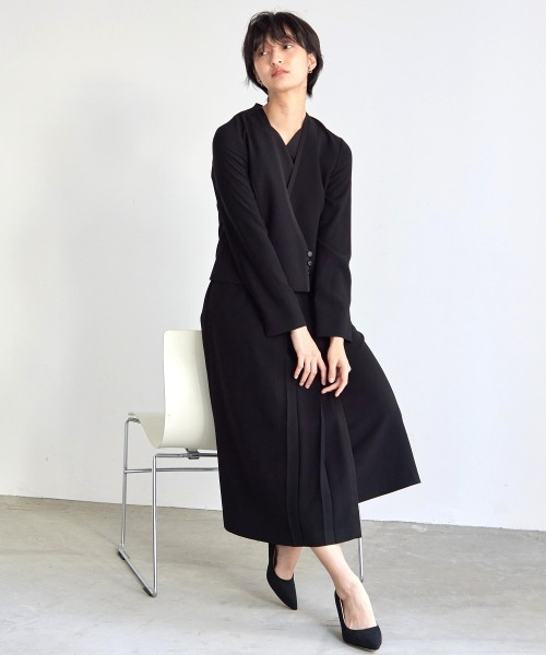 セレモニースーツ セットアップ 喪服・礼服｜Callarus｜防しわ｜北陸ジャガード｜重ね着｜アンサンブル風｜ワンピース｜フロントファスナーの画像