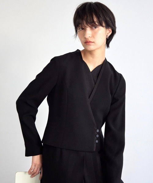セレモニースーツ セットアップ 喪服・礼服｜Callarus｜防しわ｜北陸ジャガード｜重ね着｜アンサンブル風｜ワンピース｜フロントファスナーの画像