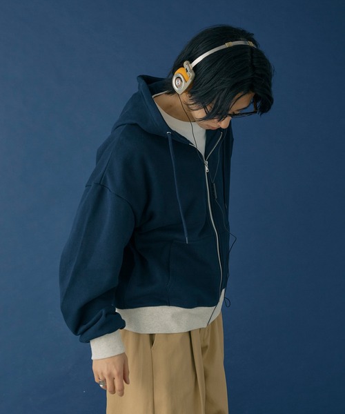 Adoon plain パーカー バイカラージップフーディー メンズ レディース