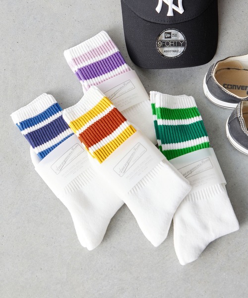 ANONYMOUSISM（アノニマスイズム） 靴下 「AnonymousIsm」3 Line Crew