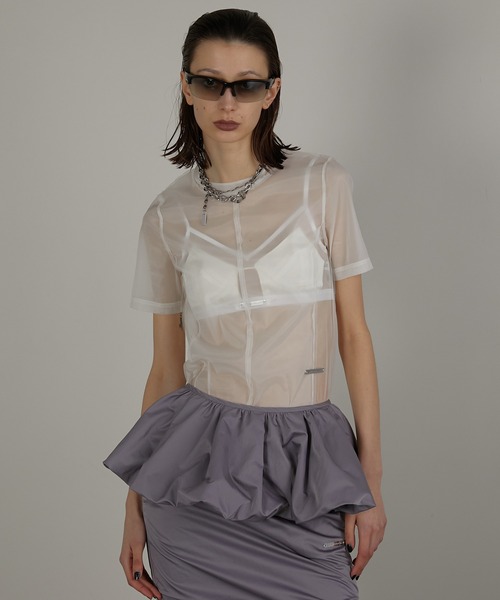 トップス PRANK PROJECT Balloon Hem Tunic Outseam Sheer Top - SALE