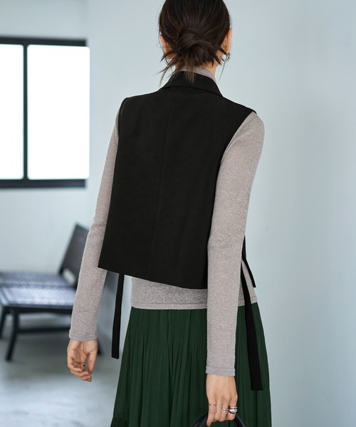 d.i.a ショート丈ベスト　黒 STYLE DELI（スタイルデリ） ベスト ジレ ショートジャケット型ベスト