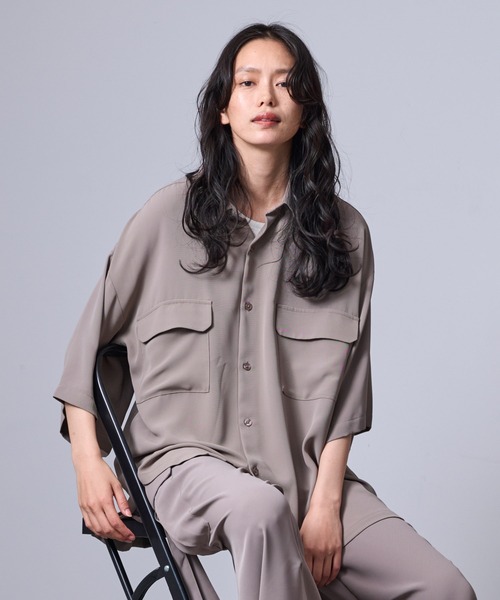 JUNRED シャツ 「 セットアップ対応 」ドレープツイルビッグ