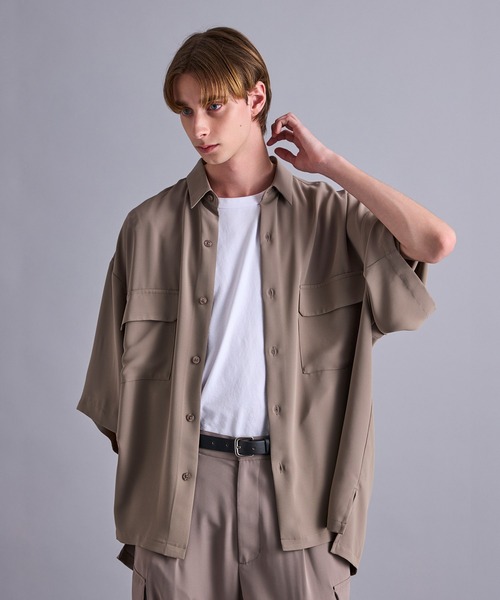 JUNRED シャツ 「 セットアップ対応 」ドレープツイルビッグ