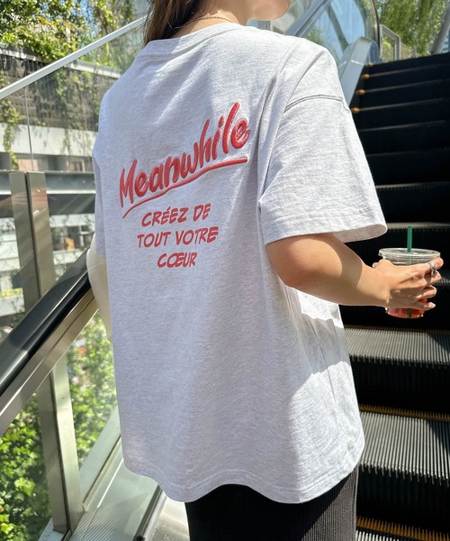 人気メーカー・ブランド andme 「新色追加」プリントエンブロイダリーロゴ半袖T tシャツ トップス