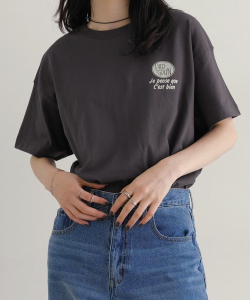 andme（アンドミー） tシャツ 「新色追加」プリントエンブロイダリー