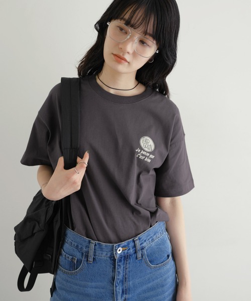andme（アンドミー） tシャツ 「新色追加」プリントエンブロイダリー