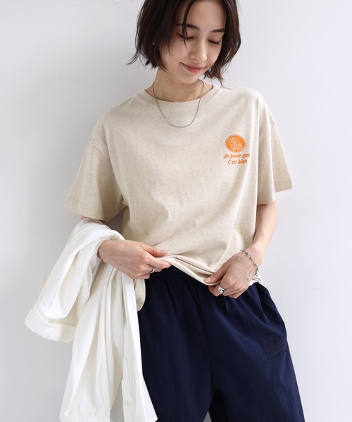 andme（アンドミー） tシャツ 「新色追加」プリントエンブロイダリー