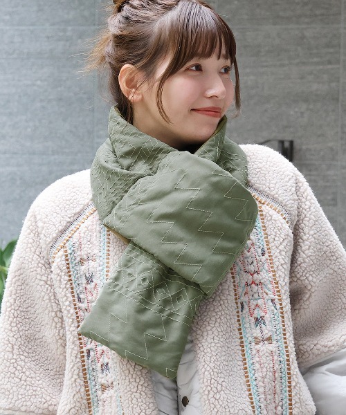 チチカカ マフラー ストール ネイティブ刺繍パッファーマフラー