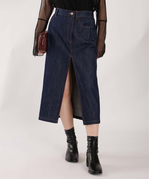 1chaku.（イッチャク） デニムスカート ハイスリットデニムスカート