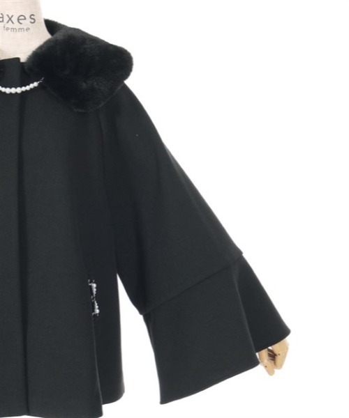 CLOCHE 新品未使用 黒のウールピーコート サイズ02 axes femme ピーコート pコート ウールライクフレア袖コート