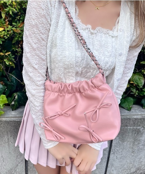 MORE self LOVE ショルダーバッグ バッグ リボンチェーンバッグ