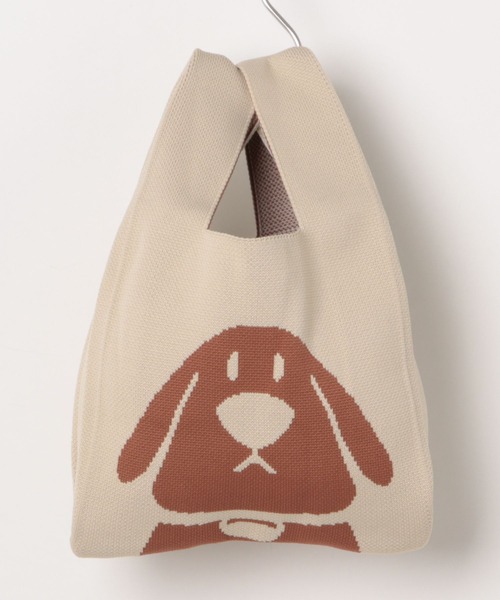 VIBGYOR ハンドバッグ FReePLACe/くま リボン柄ニットバッグ 12302