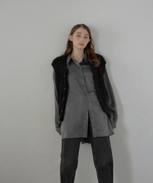 ブラウス シャツ 「MINERTE」satin oversize shirt / サテンオーバーサイズシャツ レディース