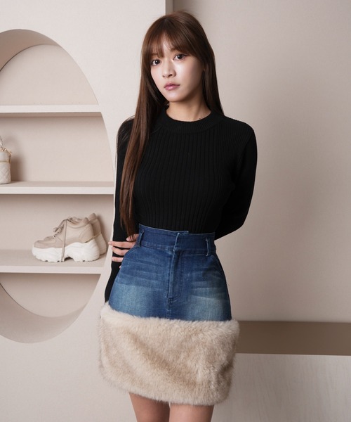 ifsixwasnine スカート　ベアトップ LIP SERVICE（リップサービス） スカート ファードッキングツイード