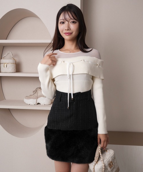 LIP SERVICE（リップサービス） スカート ファードッキングツイード