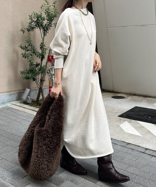 DouDou ワンピース 裏起毛前後2WAYジップワンピース レディース 