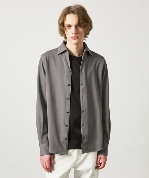 DESIGNWORKS シャツ 「シルクタッチ」パール ワンピース カラー