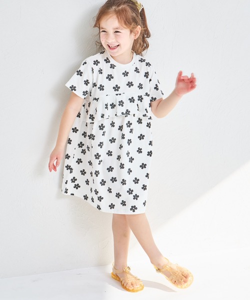 pairmanon（ペアマノン） ワンピース 「綿100%」総柄プリント ペプラム