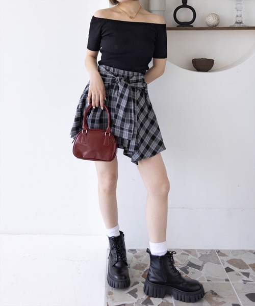 オールシーズン可✨ IENA イエナ チェック柄ラップスカート　フリンジ 38 clear スカート チェック柄ラップ風スカート「インパン付 ミニ丈