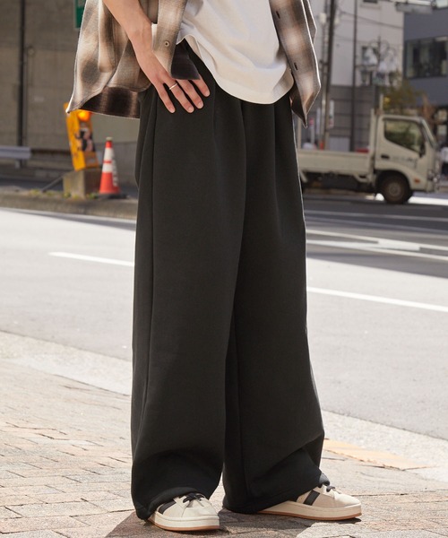 MONO-MART スウェットパンツ ジャージ タックワイド裾ドロー