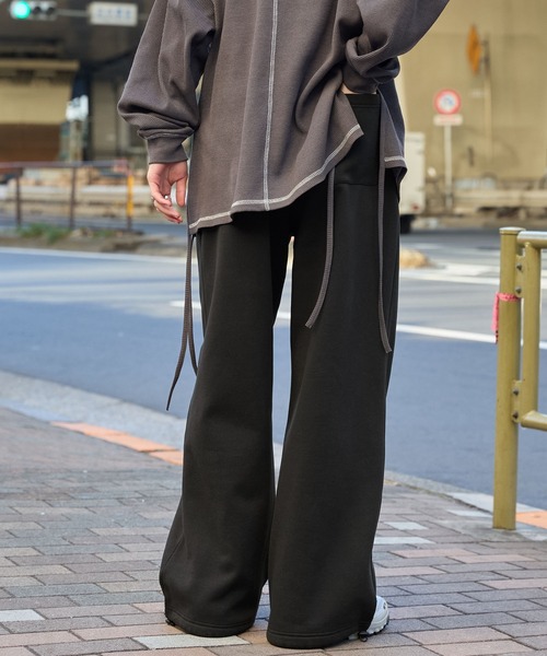MONO-MART スウェットパンツ ジャージ タックワイド裾ドロー