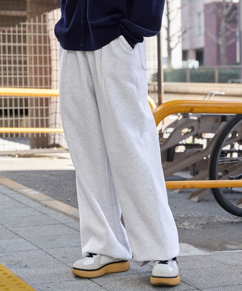 ワイド スウェットパンツ ドローコード r-3242 裾絞り可能な2way 】ドローコードワイドルーズカーゴ