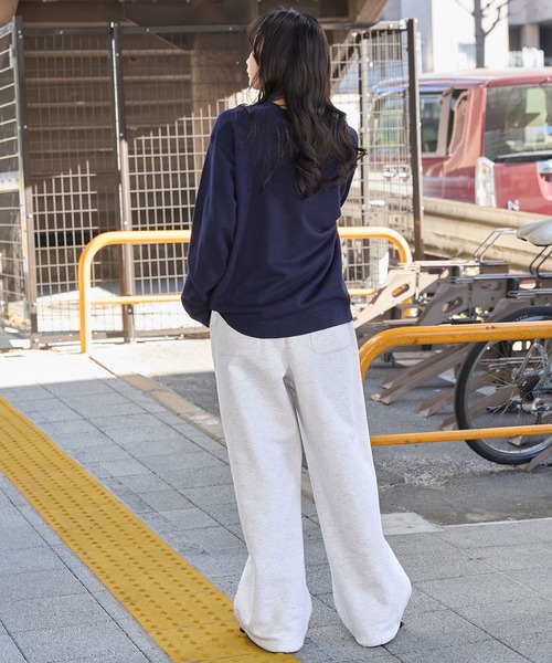 ワイド スウェットパンツ ドローコード r-3242 Alfred Alex 】クラックプリント裾ドローコードワイドスウェット