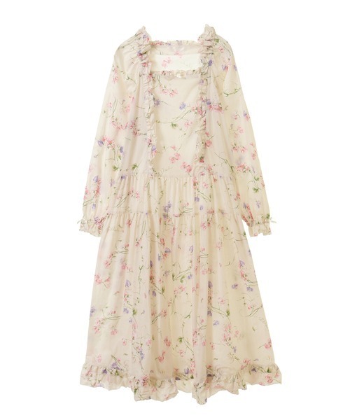PINKHOUSE ピンクハウス　スイートピー柄ロングワンピース PINK HOUSE ワンピース スイートピープリントワンピース