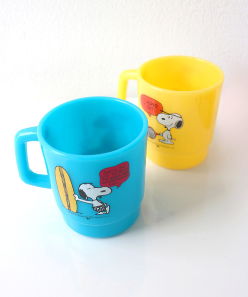 ピーナッツカフェ スヌーピー マグカップ ガラス ブルー Disney スヌーピー ガラス マグカップ 食器 耐熱 グラス 透明