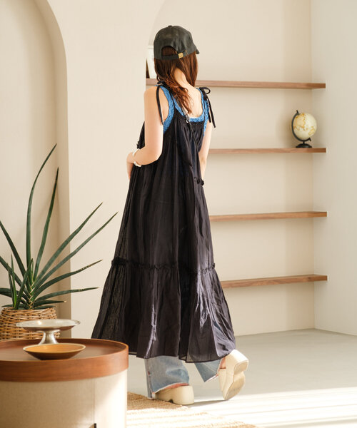 Kastane ワンピース インド綿ティアードロングワンピース
