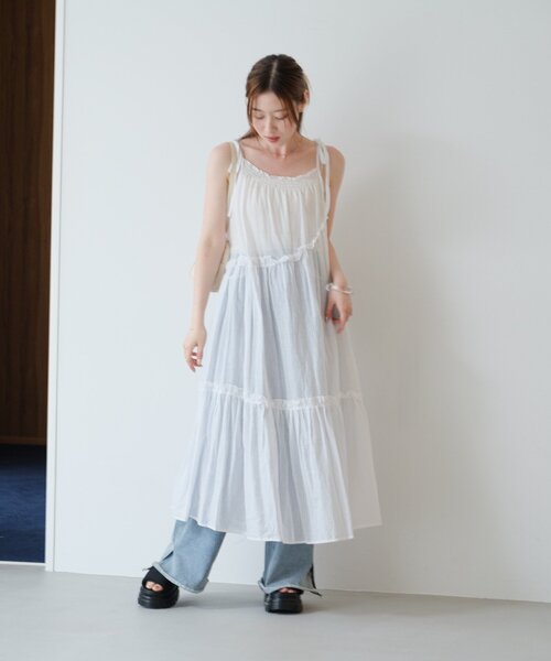 Kastane ワンピース インド綿ティアードロングワンピース